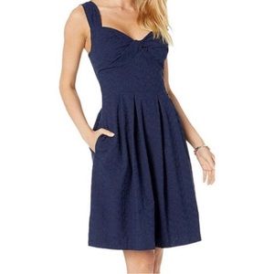 NWT Lilly Pulitzer Cyndi Dress Eyelet Fit & Flare True Navy Blue, Size 2